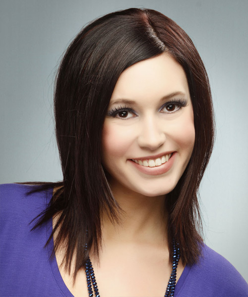 Straight Dark Burgundy Shoulder-Length Hairstyle