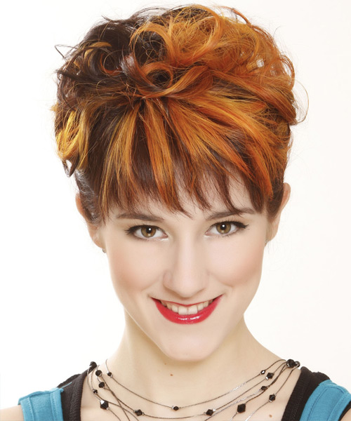 Short Ginger Brown And Orange Two-Tone Hairstyle