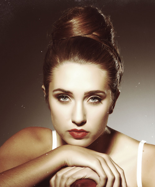 Sleek Chestnut Brown Updo With Formal Bun