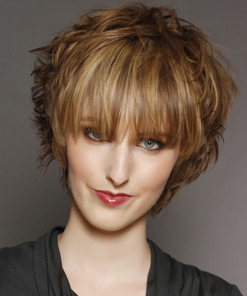 Short And Textured Light Golden Brunette With Long Top Layers
