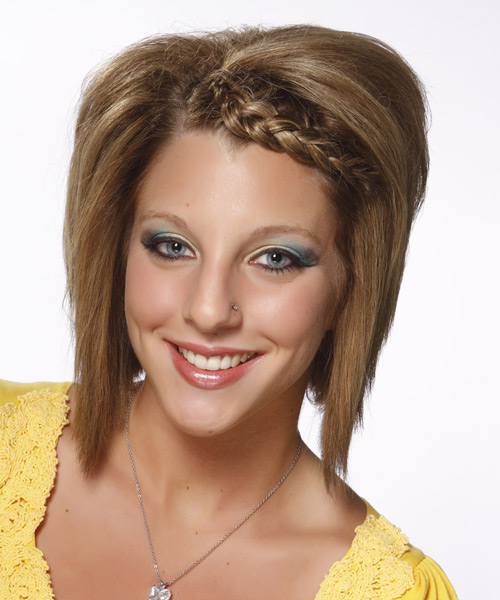 Braided Light Brunette Blunt Cut Bob