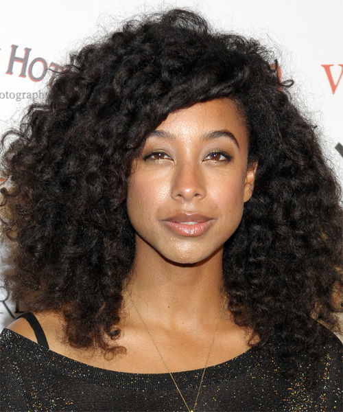 Corinne Bailey Rae Medium Curly   Black    Hairstyle