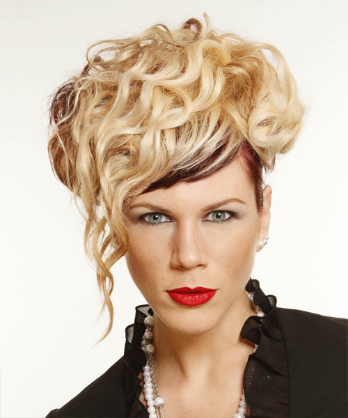 Long Blonde Emo Updo Hairstyle