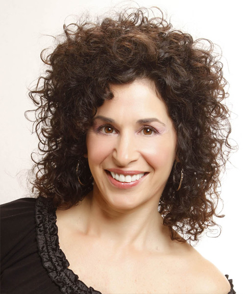 Natural Shoulder-Length Dark Brown Curls