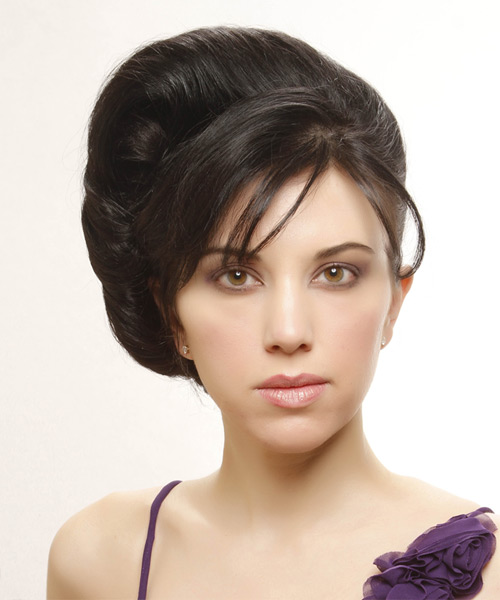 Dark Formal Updo With Curtain Bangs