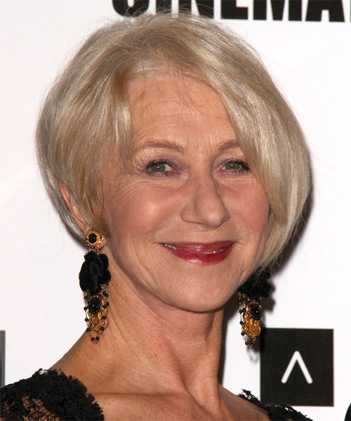 Helen Mirren Short Straight Formal Hairstyle - Light Champagne Blonde Hair Color