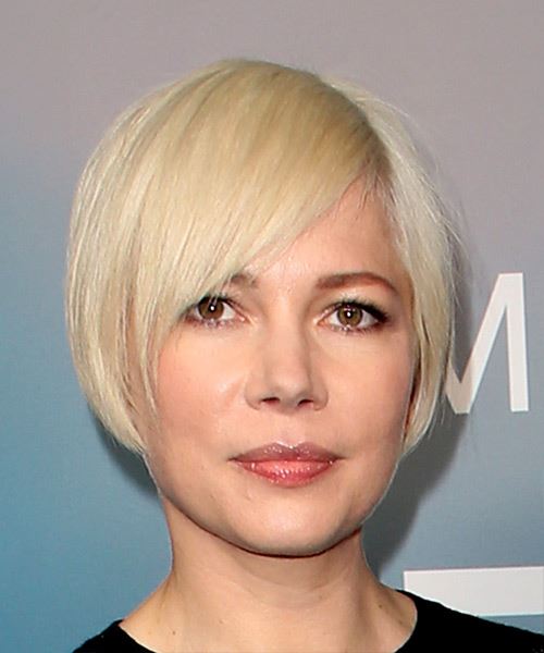Michelle Williams Hairstyle With Side Swept Bangs