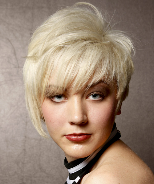 Short Light Blonde Asymmetrical Haircut With Height