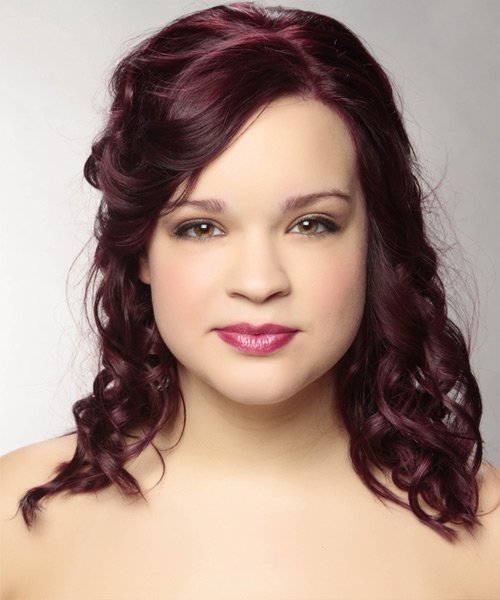 Half Up Half Down Plum Burgundy Curls