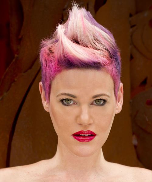 Short Pink Emo Multi-Colored Mohawk