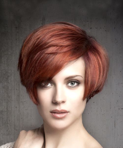Voluminous Windblown Short Hairstyle With Long Bangs