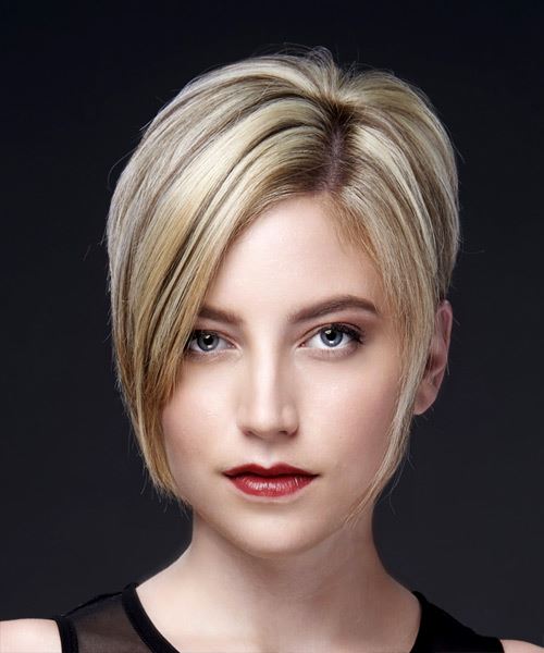 Light Blonde Pixie Haircut With Light Brunette Highlights