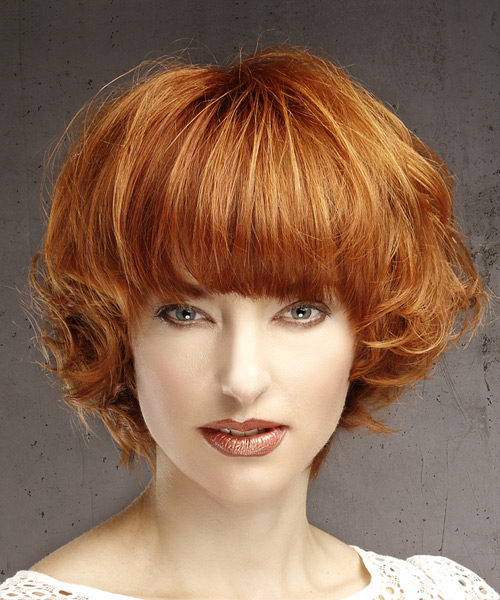 Short Vibrant Bob Haircut With Copper Waves