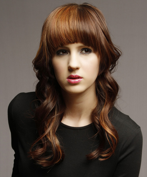 Long Glossy Emo Waves With Blunt Cut Bangs