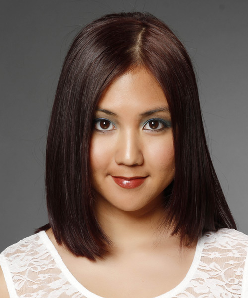 Smooth Shoulder-Length Dark Brunette Hairstyle