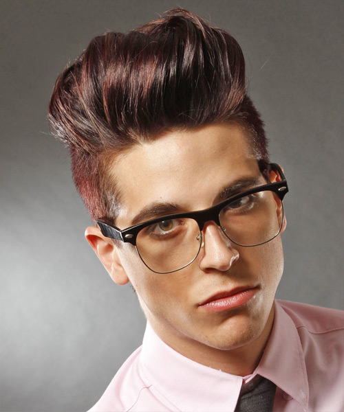 Short Straight   Dark Burgundy Red   Hairstyle for Men