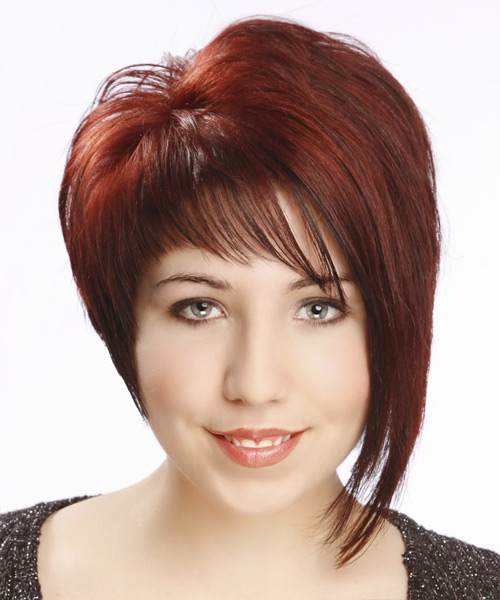 Asymmetrical Red Haircut With Asymmetrical Bangs