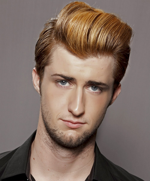 Short Straight    Golden Brunette and Dark Blonde Two-Tone   Hairstyle for Men