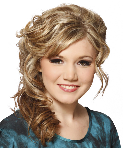 Half Up Half Down Highlighted Waves And Curls